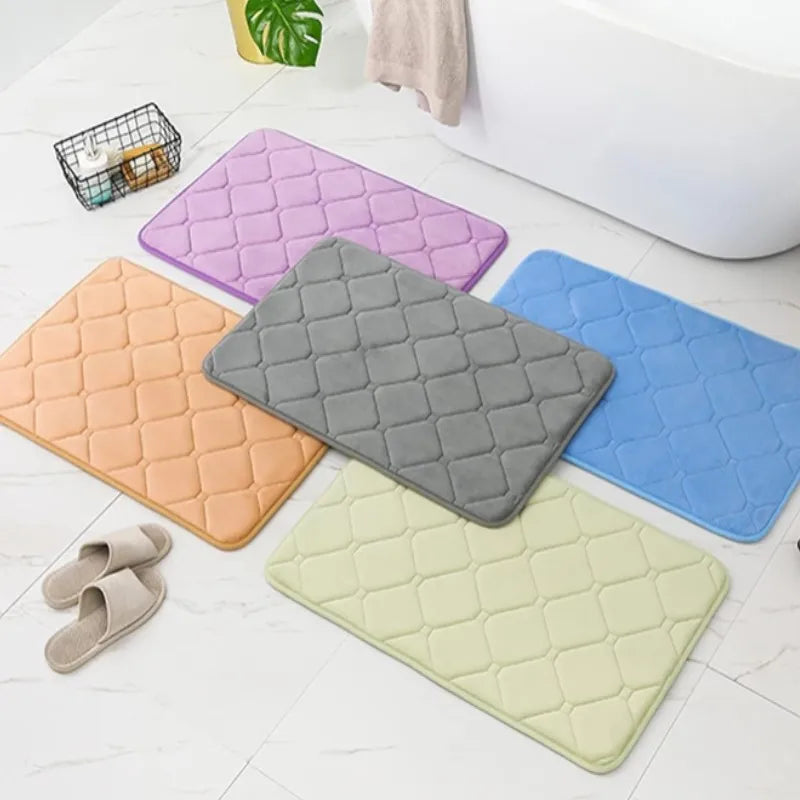 Inyahome Memory Foam Bath Mat Super Water Absorption Machine Washable Bathroom Rug,Soft,Absorbent Quick Dry Bathmat Floor Rugs